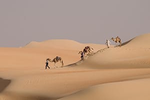 the expedition is on foot and camels